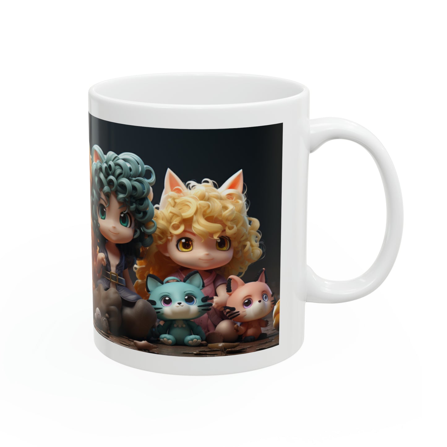 Animated Dolls And Cats Ceramic Mug