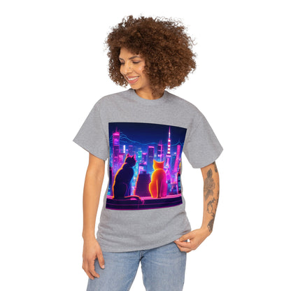 Futuristic Tokyo Meets Neon Cats 😺 T-Shirt