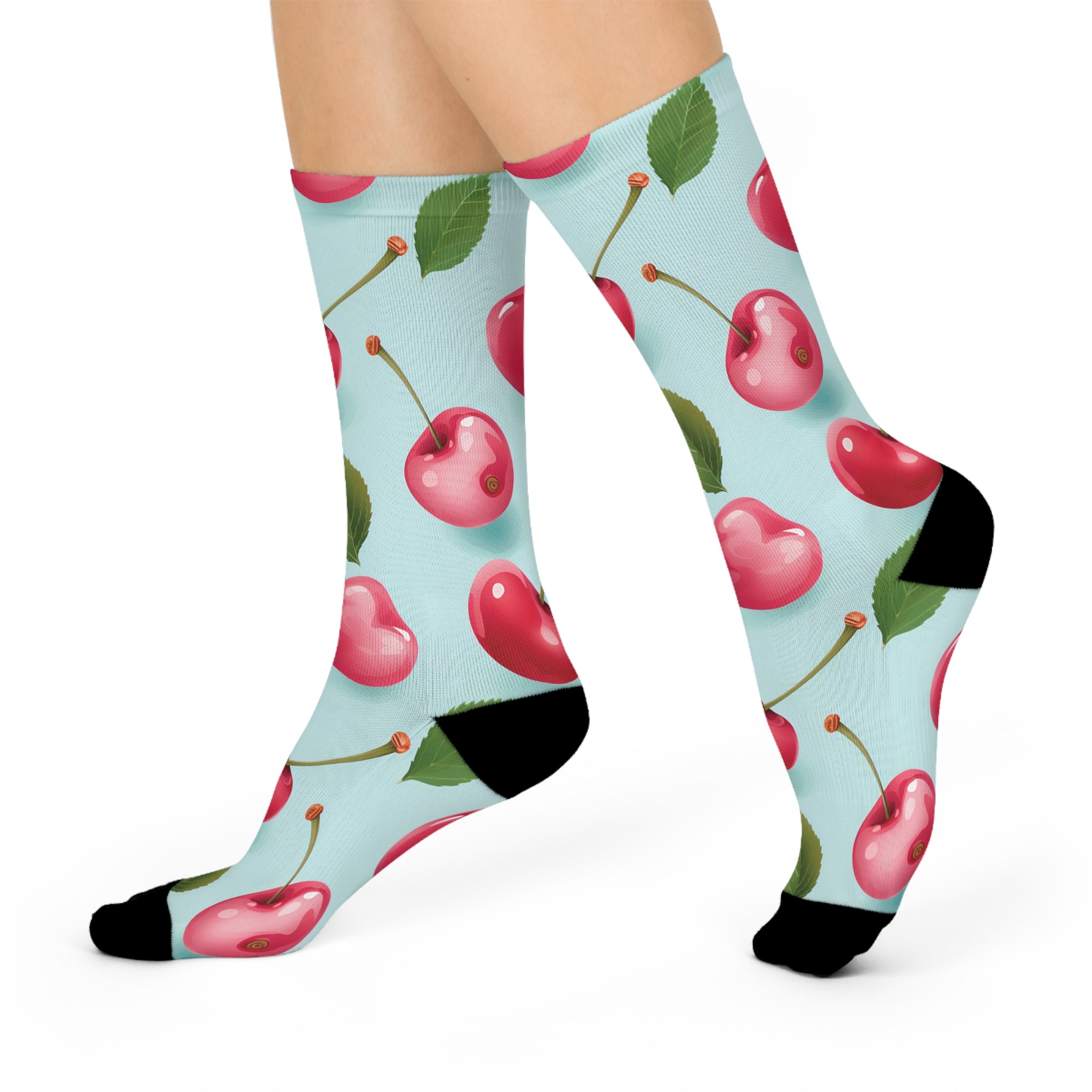 Animated Cherry Cushioned Crew Socks