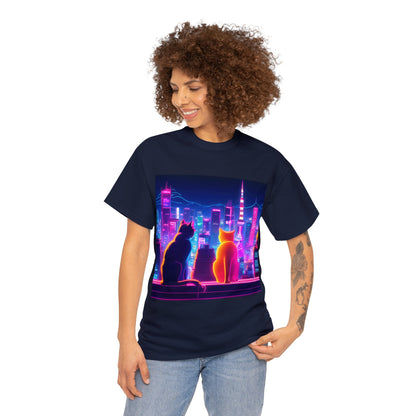 Futuristic Tokyo Meets Neon Cats 😺 T-Shirt