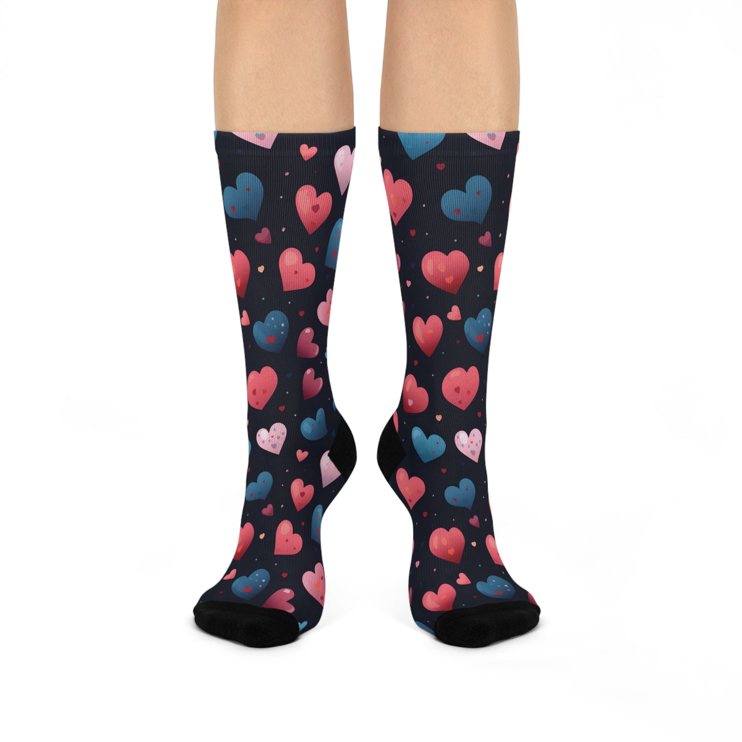 Cute Hearts Cushioned Crew Socks