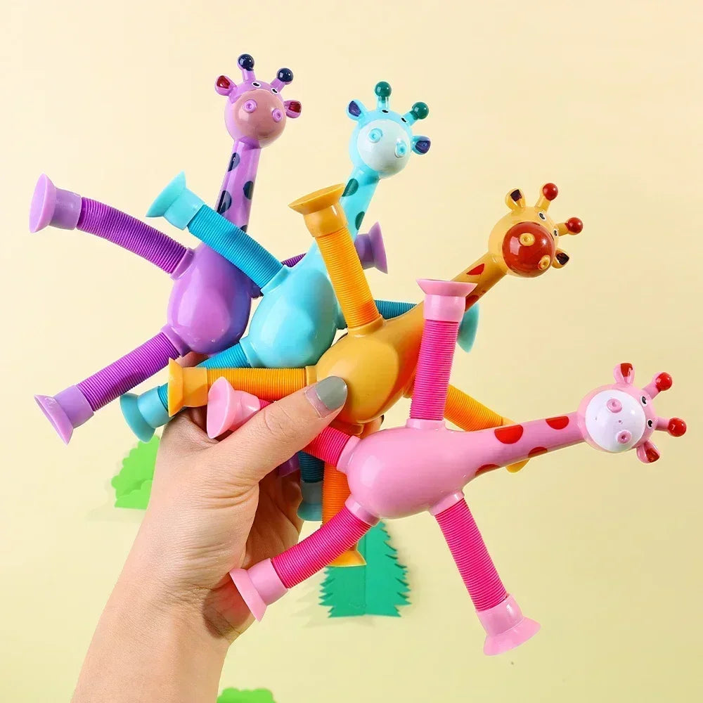 Suction Cup Giraffe Pop Tube Toys, 1/4Pcs