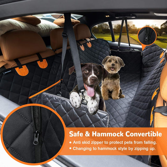 Dog Car Seat Cover for Pets 100% Waterproof Seat Cover Hammock 600D Heavy Duty Scratch Proof Nonslip Durable Soft Back Seat Covers for Cars Trucks and Suvs