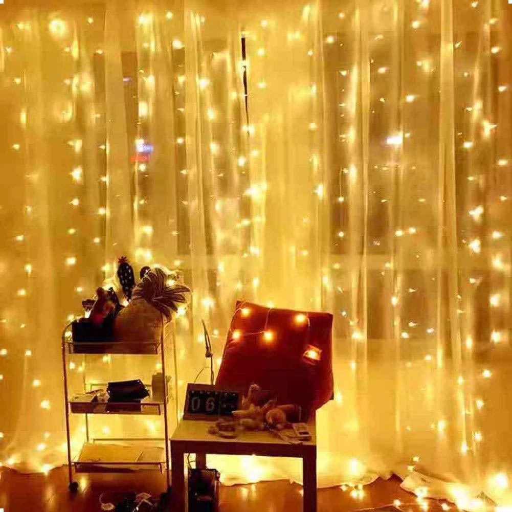 Christmas Lights Curtain Garland for Home Decor