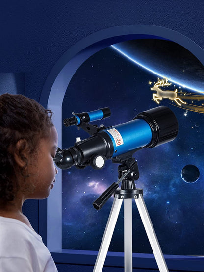 Telescope for Kids Adults Astronomy Beginners - 70Mm Aperture and 400Mm Focal Length Professional Refractor Telescope with Remote Great Christmas Astronomy Gift for Kids with Gift Package, Blue