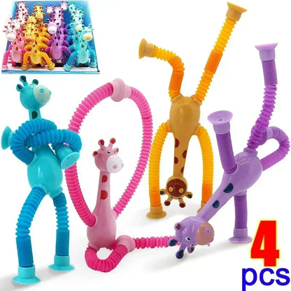 Suction Cup Giraffe Pop Tube Toys, 1/4Pcs 