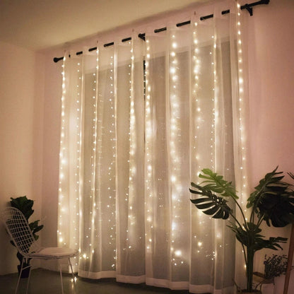 Christmas Lights Curtain Garland for Home Decor