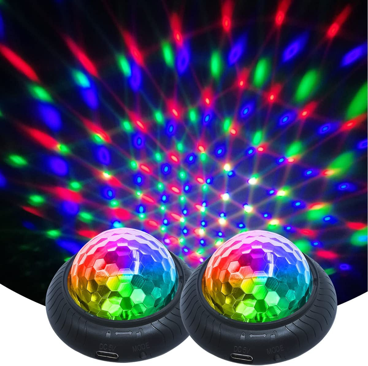 Disco Party Light Night Light 2 in 1 Flashes with Music Sound Activated Multicolor Disco Ball Rechargeable Battery Operated Mini Disco Ball… 