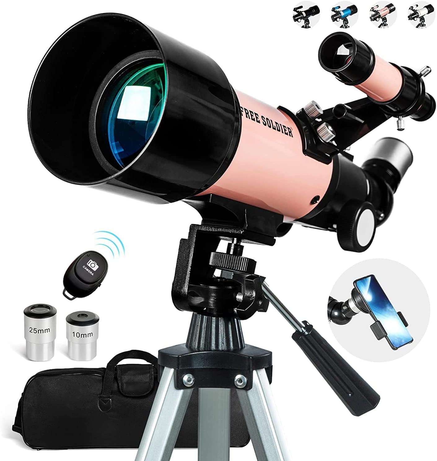 Telescope for Kids Adults Astronomy Beginners - 70Mm Aperture and 400Mm Focal Length Professional Refractor Telescope with Remote Great Christmas Astronomy Gift for Kids with Gift Package, Blue 