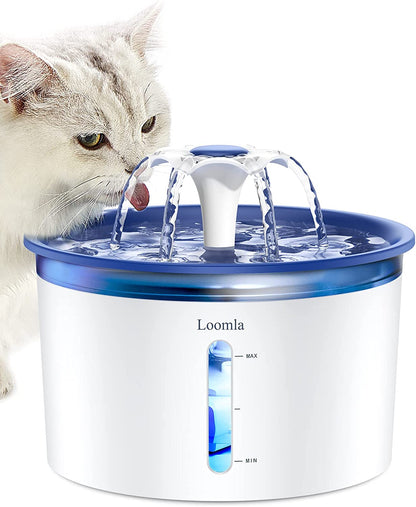 Cat Water Fountain, 85Oz/2.5L Pet Water Fountain Indoor, Automatic Dog Water Dispenser with Switchable LED Lights, 2 Replacement Filters for Cats, Dogs, Pets（Stainless Steel） 