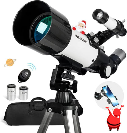 Telescope for Kids Adults Astronomy Beginners - 70Mm Aperture and 400Mm Focal Length Professional Refractor Telescope with Remote Great Christmas Astronomy Gift for Kids with Gift Package, Blue 