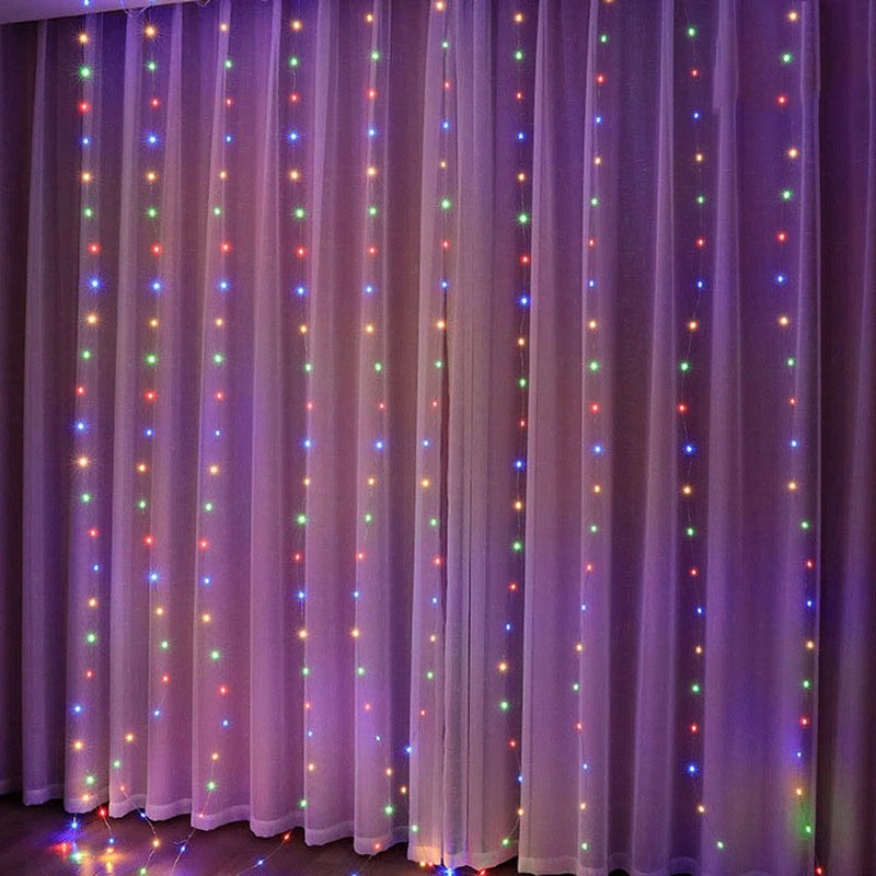 Christmas Lights Curtain Garland for Home Decor