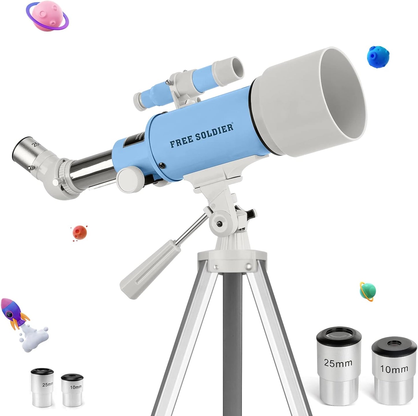 Telescope for Kids Adults Astronomy Beginners - 70Mm Aperture and 400Mm Focal Length Professional Refractor Telescope with Remote Great Christmas Astronomy Gift for Kids with Gift Package, Blue 