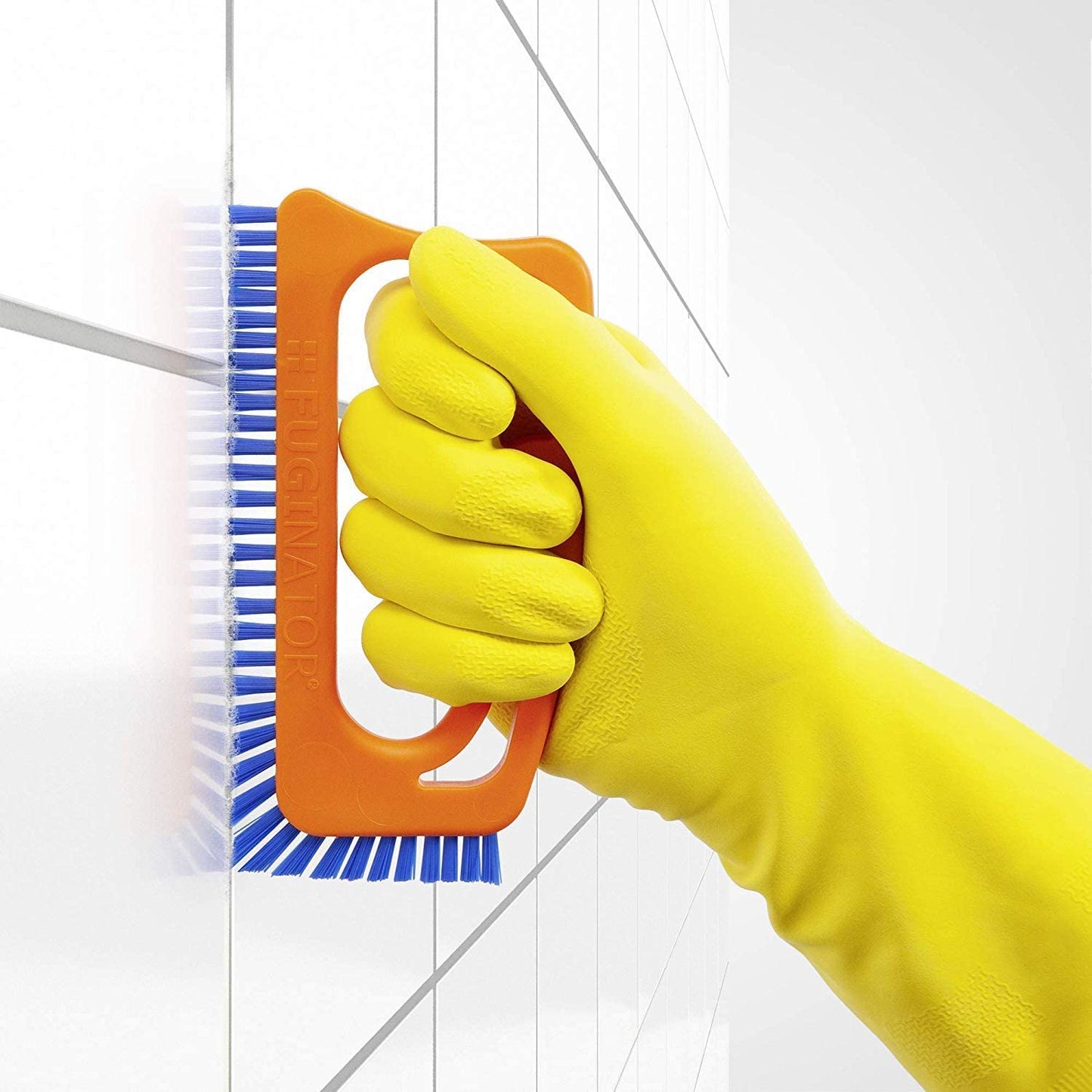 Fuginator Scrub Brush for Tile and Grout: Stiff Nylon Bristle Scrubbing Brush - Bathtub and Shower Scrubber for Floor Joints and Tile Seams - Cleaning Brushes and Supplies for Bathroom and Kitchen