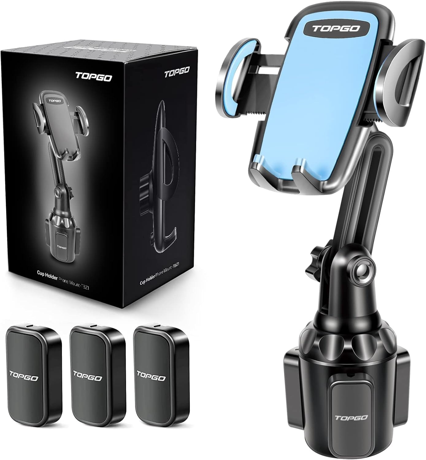 Car Cup Holder Phone Mount Adjustable Pole Car Cup Holder Smart Phone Cradle Car Mount for Iphone 11 Pro/Xr/Xs Max/X/8/7 Plus/6S/Samsung S10/Note 9/S8 Plus/S7 Edge (G) Rey, 11 Inches 