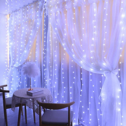 Christmas Lights Curtain Garland for Home Decor