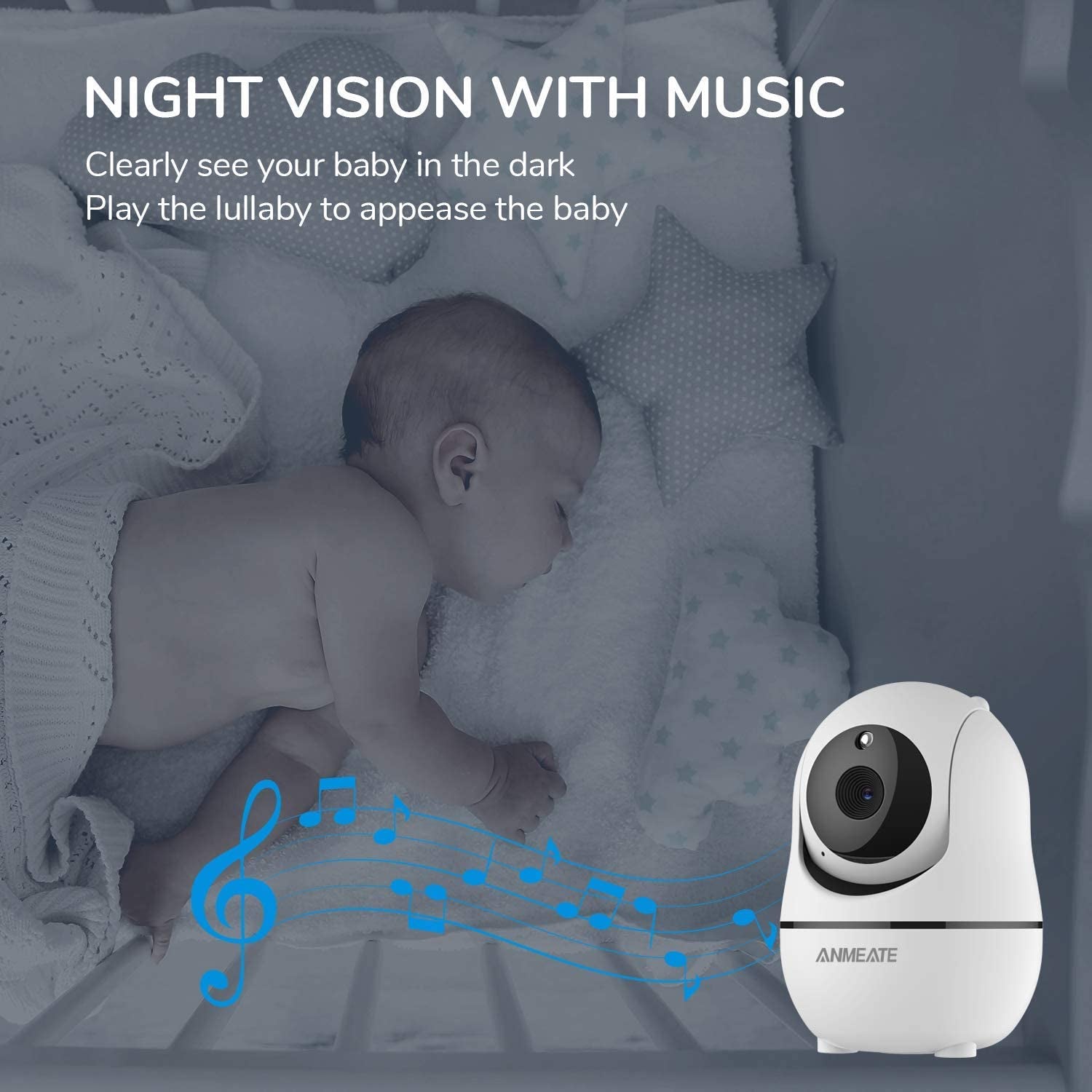 Baby Monitor with Remote Pan-Tilt-Zoom Camera, 3.5” Large Display Video Baby Monitor with Camera and Audio |Infrared Night Vision |Two Way Talk | Room Temperature| Lullabies and 960Ft Range