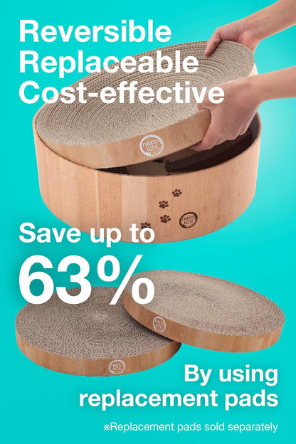 Cozy Cat Scratcher Bowl, 100% Recycled Paper, Chemical-Free Materials, No.1 Sellr in Japan! (Bowl (Oak), Regular)