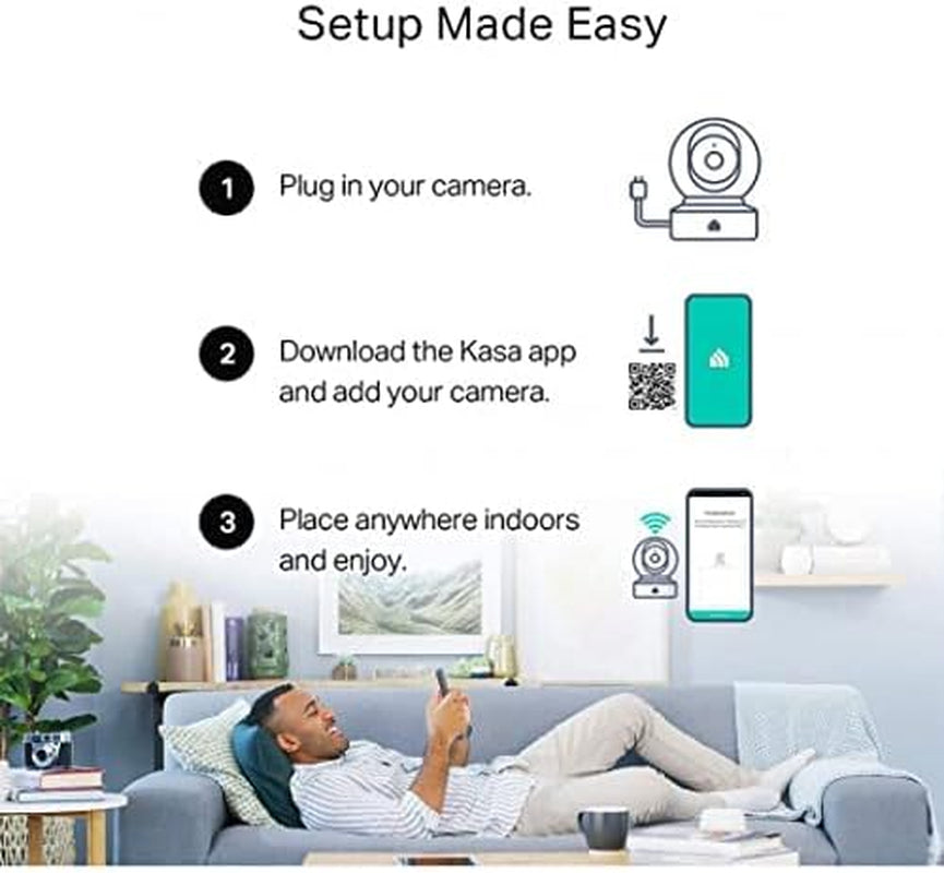 Kasa Indoor Pan/Tilt Smart Security Camera, 1080P HD Dog Camera,2.4Ghz with Night Vision,Motion Detection for Baby and Pet Monitor, Cloud & SD Card Storage, Works with Alexa& Google Home (EC70), White