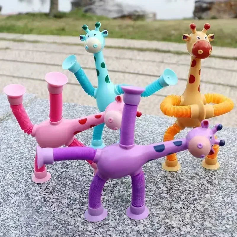 Suction Cup Giraffe Pop Tube Toys, 1/4Pcs