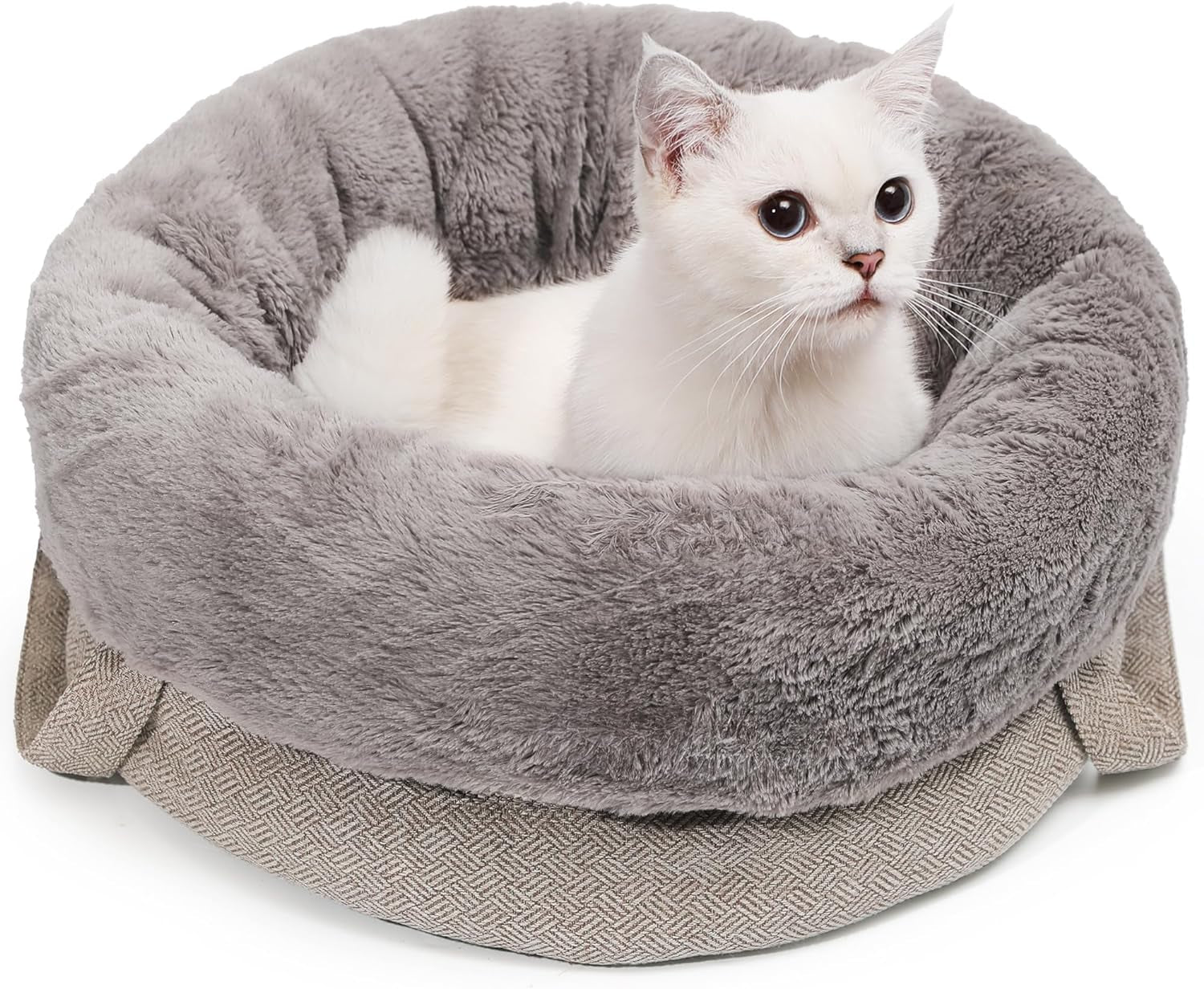 Cat House, Cute Cat Bed with 2 PCS Cat Scratcher, Multi-Function Enclosed Kraft Cat Condo, Roomy Cat Hideout House for Cats, Rabbits, Hamsters 