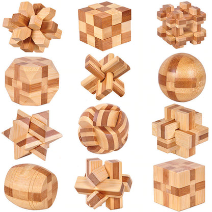 Wooden Kong Ming Lock IQ Brain Teaser Puzzle 