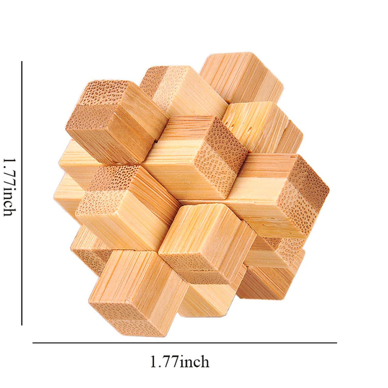 Wooden Kong Ming Lock IQ Brain Teaser Puzzle 