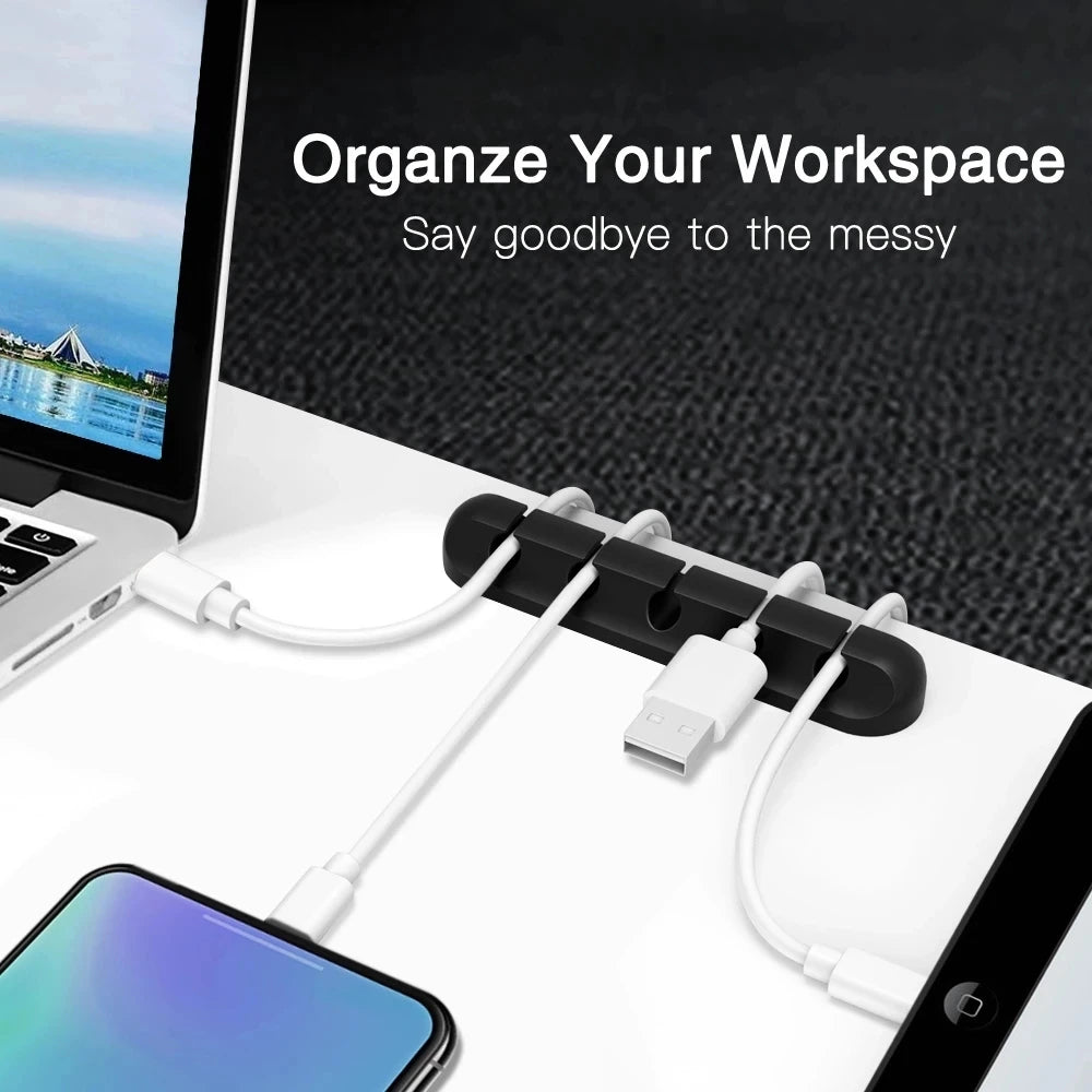 Cable Organizer Silicone USB Desktop Clips