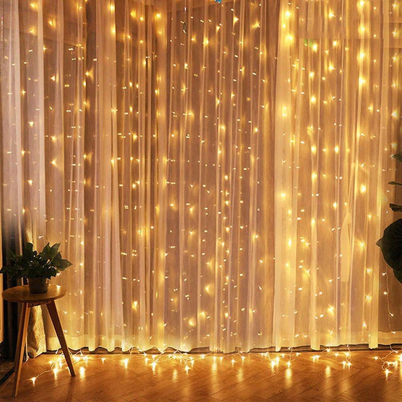 Christmas Lights Curtain Garland for Home Decor 