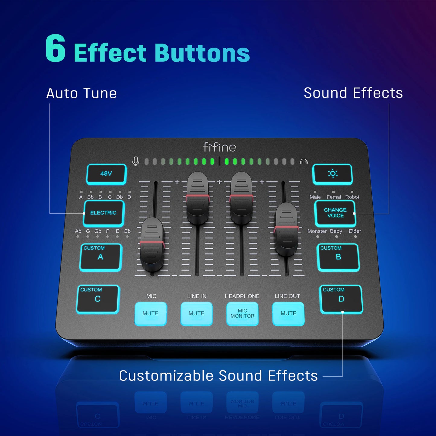 Gaming Audio Mixer 4-Channel RGB