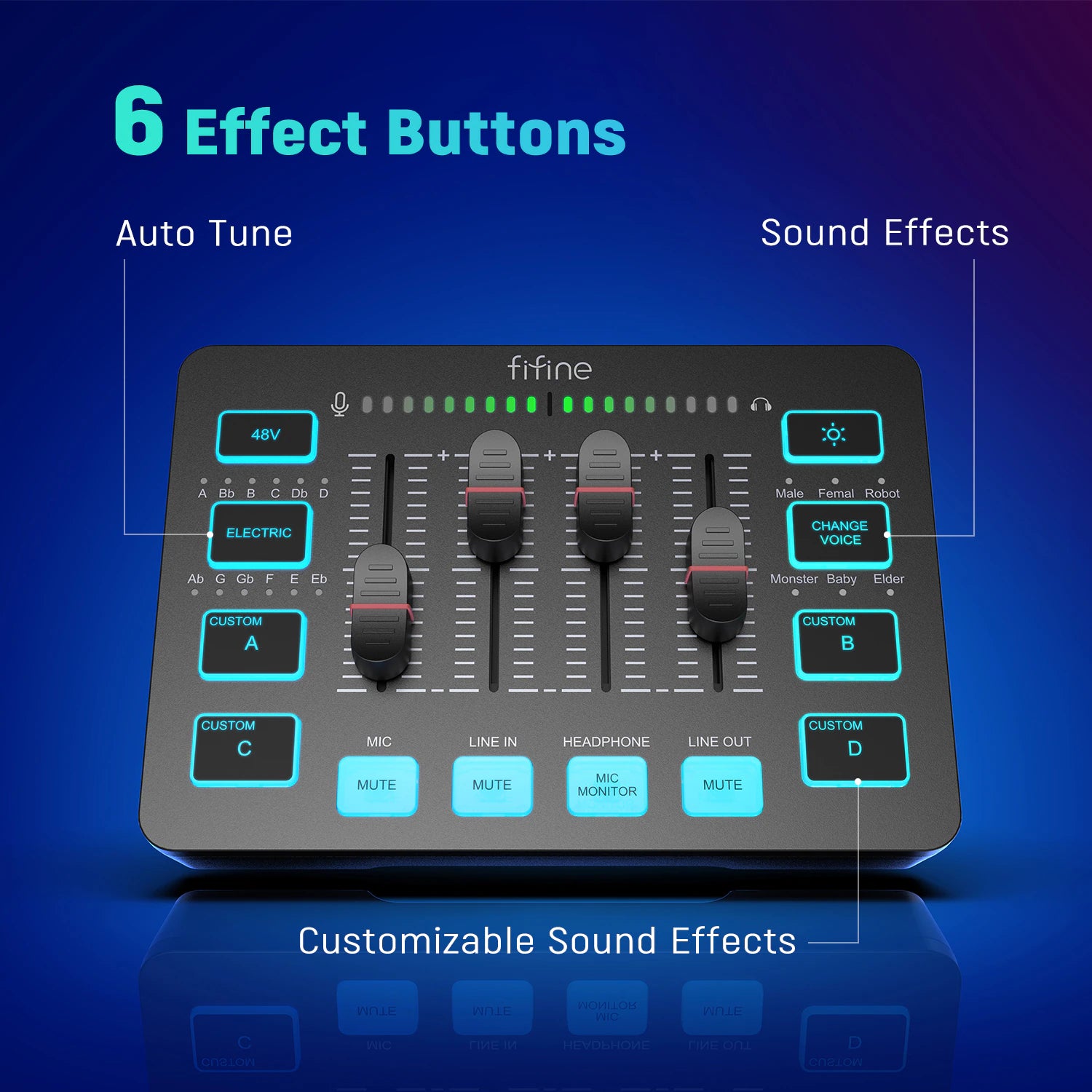 Gaming Audio Mixer 4-Channel RGB