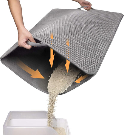 Conlun Cat Litter Mat Cat Litter Trapping Mat, Honeycomb Double Layer Design, Urine and Water Proof Material, Scatter Control, Less Waste，Easier to Clean,Washable 