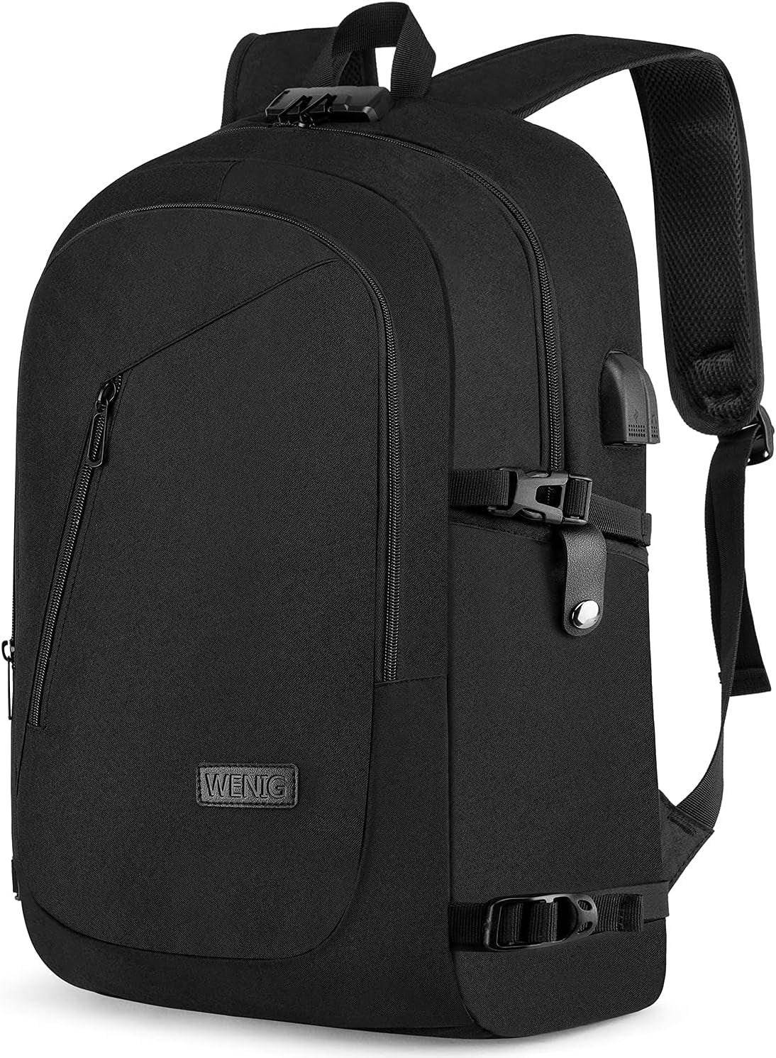 Travel Laptop Backpack,Anti Theft Business Slim Backpack with USB Charging Port Lock,Durable Water Resistant Work Computer Bag for Men College Bookbags Fits 15.6 Inch Notebook,Black 