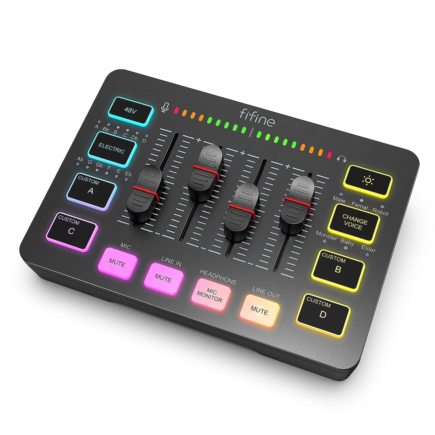 Gaming Audio Mixer 4-Channel RGB 