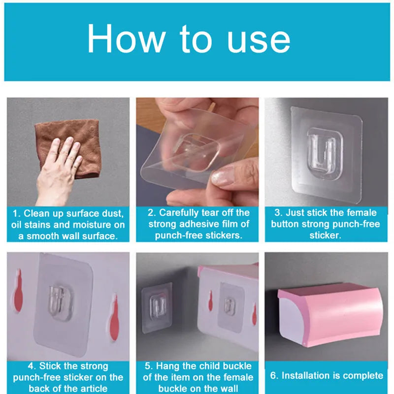 Double-Sided Adhesive Invisible Wall Hooks