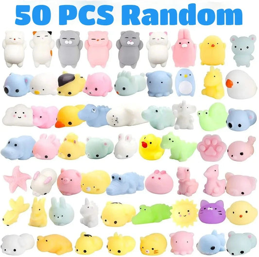 Kawaii Squishies Mochi Animal Toys, 50-5PCS 