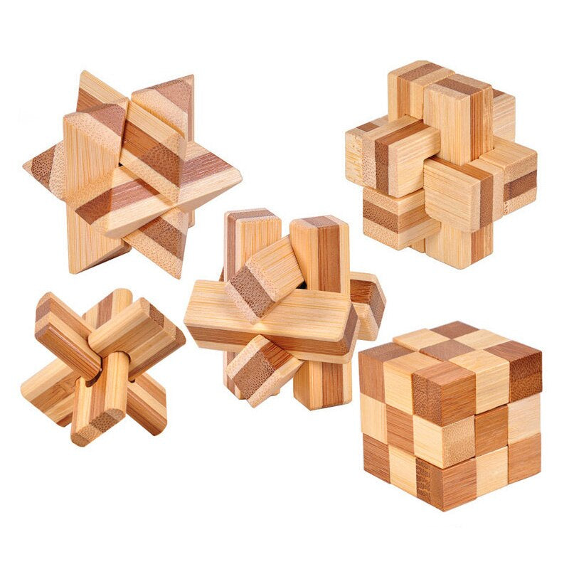 Wooden Kong Ming Lock IQ Brain Teaser Puzzle