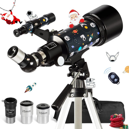 Telescope for Kids Adults Astronomy Beginners - 70Mm Aperture and 400Mm Focal Length Professional Refractor Telescope with Remote Great Christmas Astronomy Gift for Kids with Gift Package, Blue 