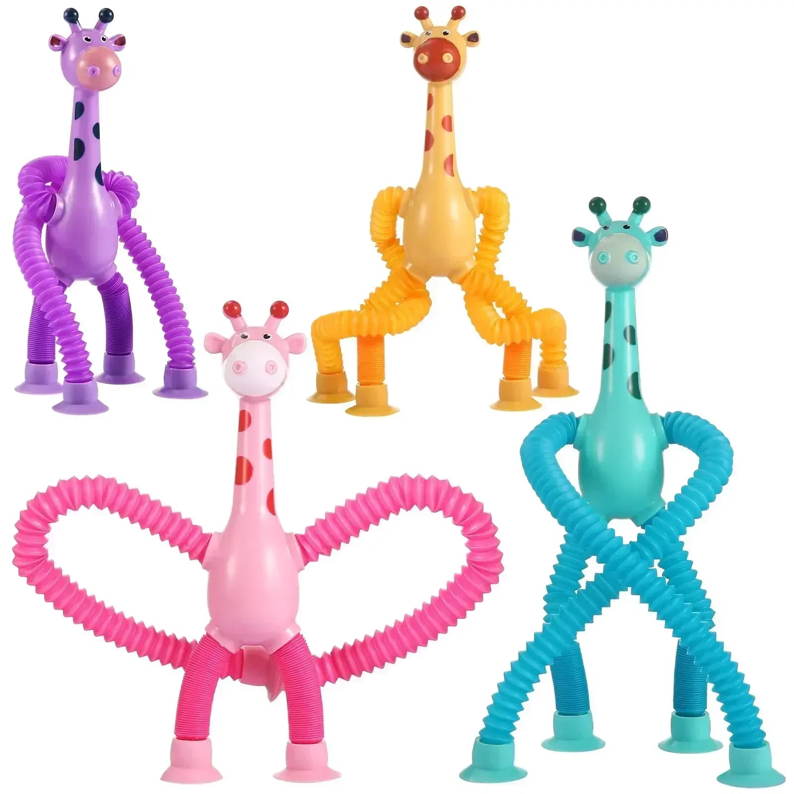 Suction Cup Giraffe Pop Tube Toys, 1/4Pcs