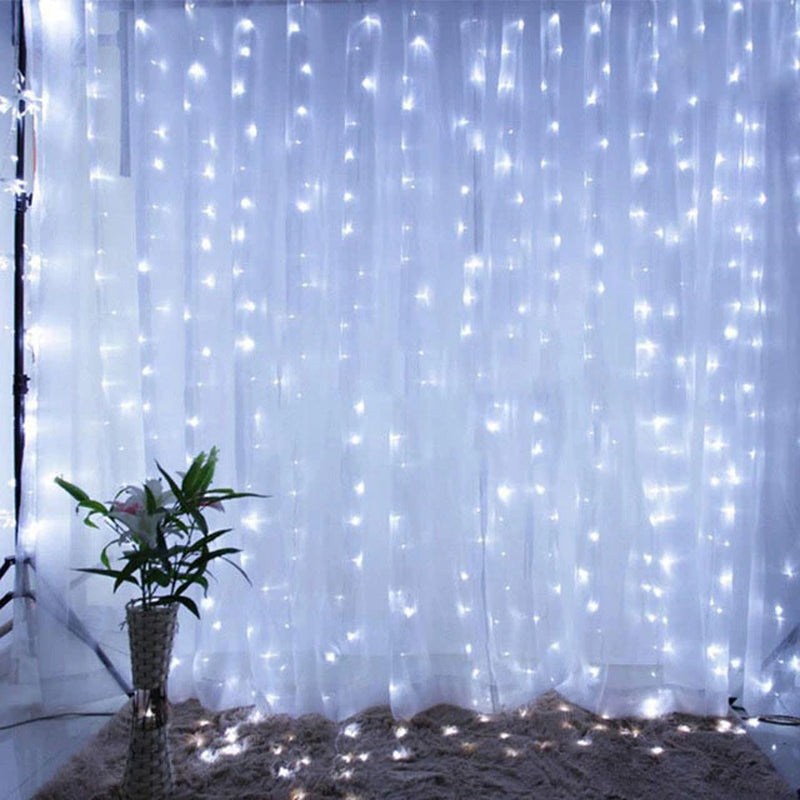 Christmas Lights Curtain Garland for Home Decor 