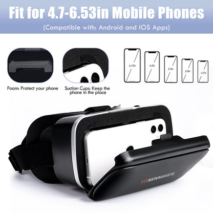 VR Headset for Phone with Controller - Eyes Protected Anti-Blue HD Lenses Virtual Reality Headsets, 110° FOV 3D Goggles Glasses for Iphone 15/14/13/12/11, Samsung, Android