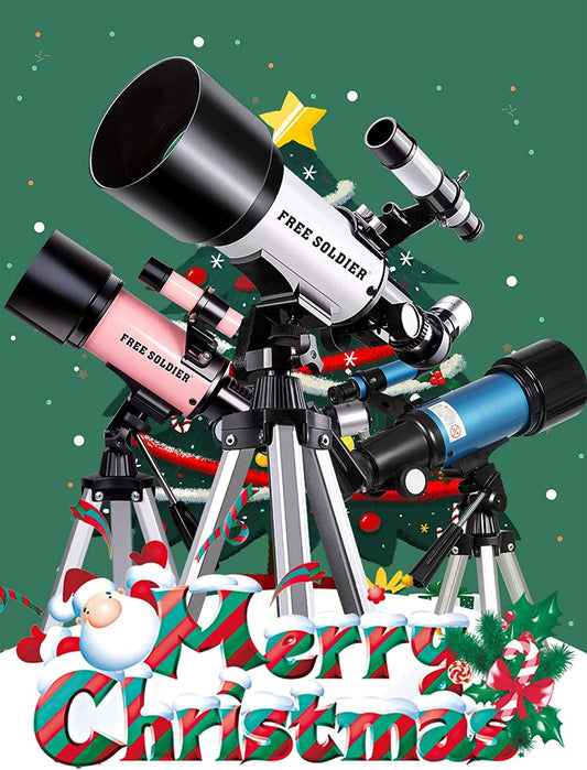 Telescope for Kids Adults Astronomy Beginners - 70Mm Aperture and 400Mm Focal Length Professional Refractor Telescope with Remote Great Christmas Astronomy Gift for Kids with Gift Package, Blue 