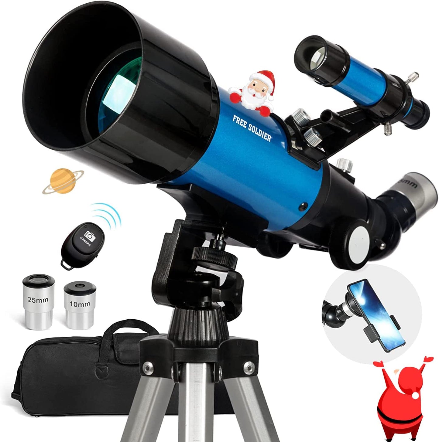 Telescope for Kids Adults Astronomy Beginners - 70Mm Aperture and 400Mm Focal Length Professional Refractor Telescope with Remote Great Christmas Astronomy Gift for Kids with Gift Package, Blue