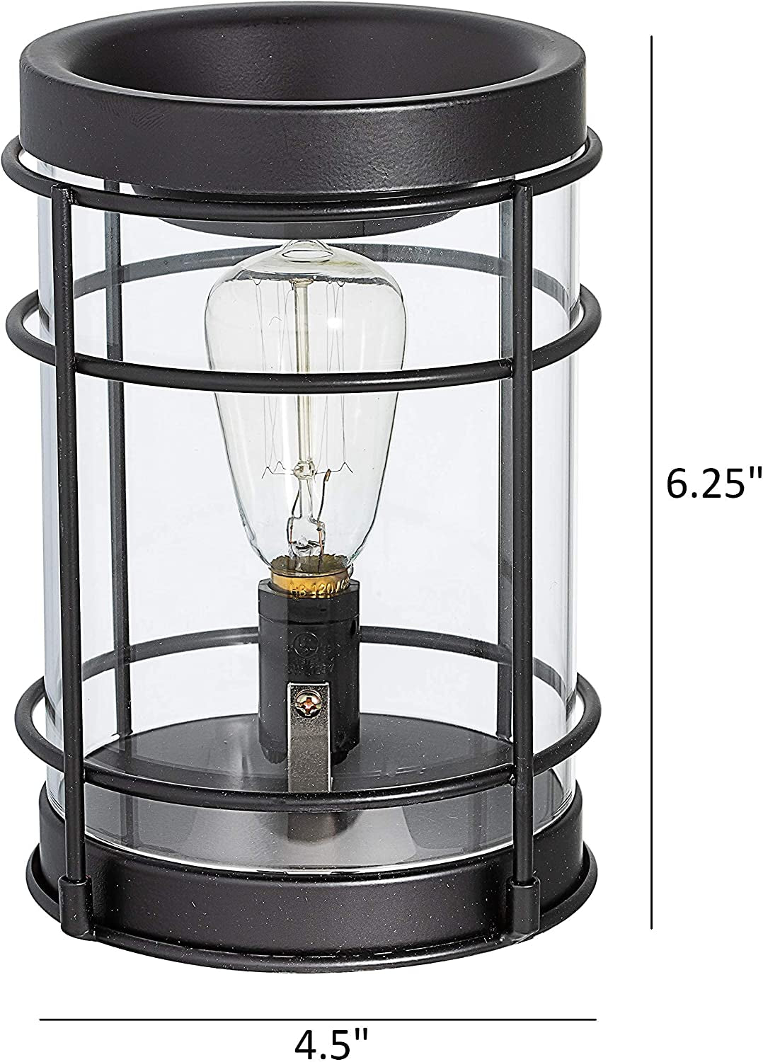 Vintage Bulb Electric Candle Warmer with Timer | Black Plug in Fragrance Warmer for Scented Wax Melts, Cubes, Tarts | Air Freshener Set for Rustic Home Décor, Office, Gifts