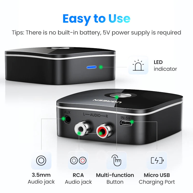 Bluetooth RCA 5.1 Aux Adapter