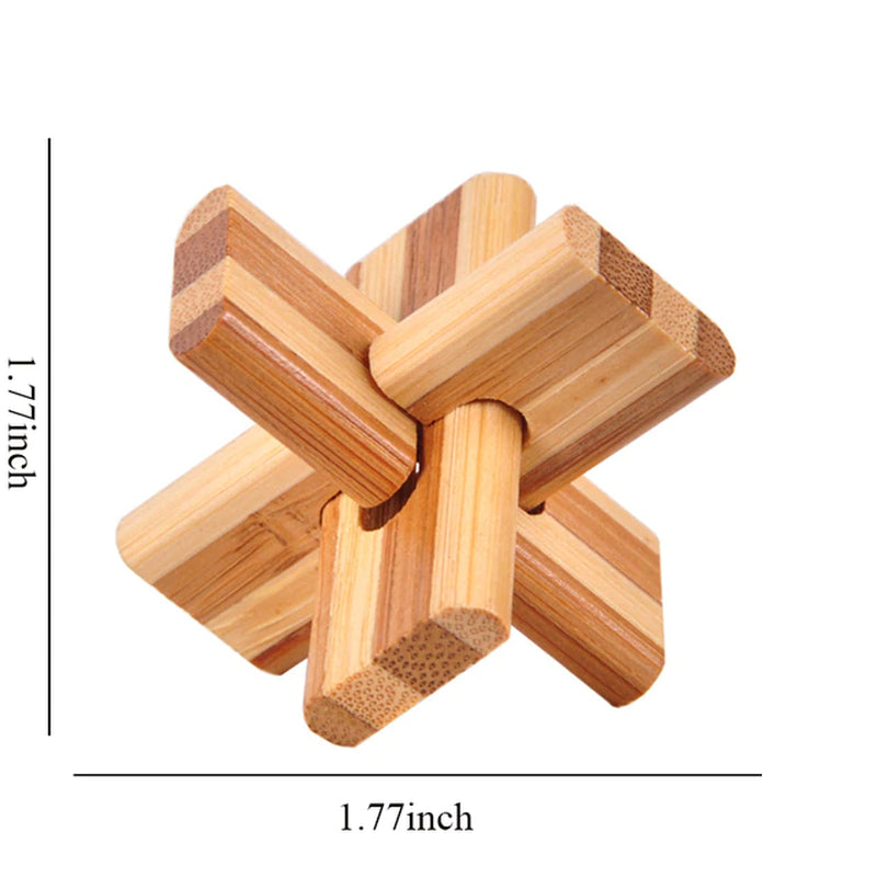 Wooden Kong Ming Lock IQ Brain Teaser Puzzle