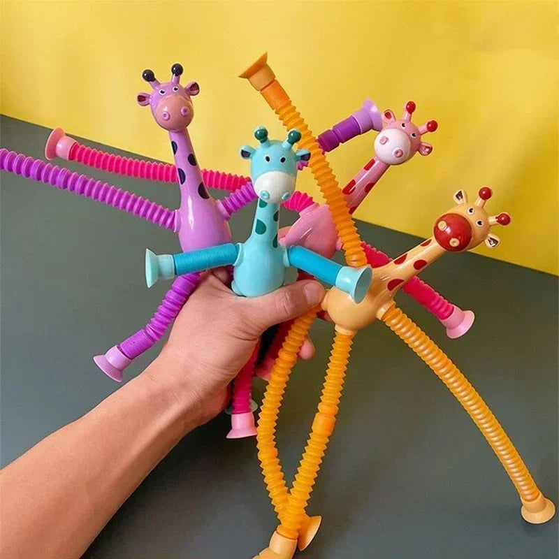 Suction Cup Giraffe Pop Tube Toys, 1/4Pcs