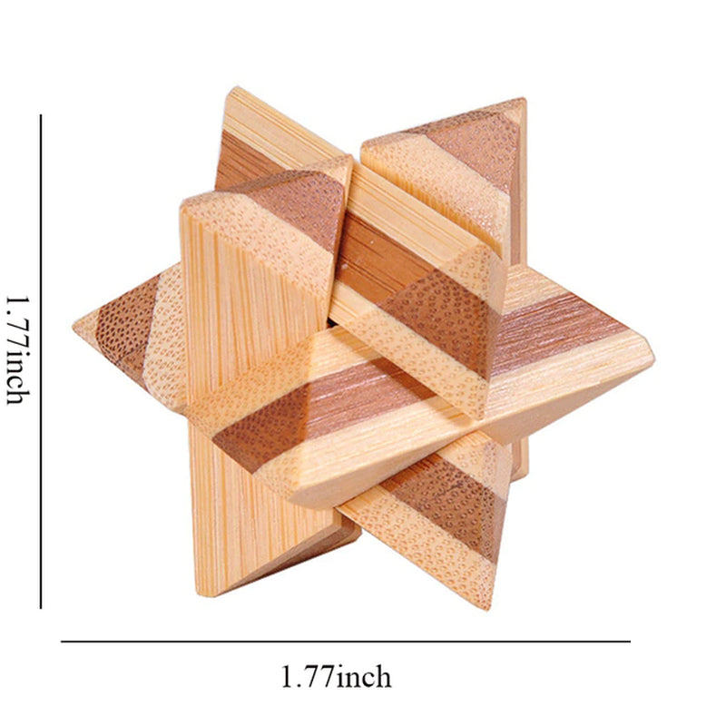 Wooden Kong Ming Lock IQ Brain Teaser Puzzle 