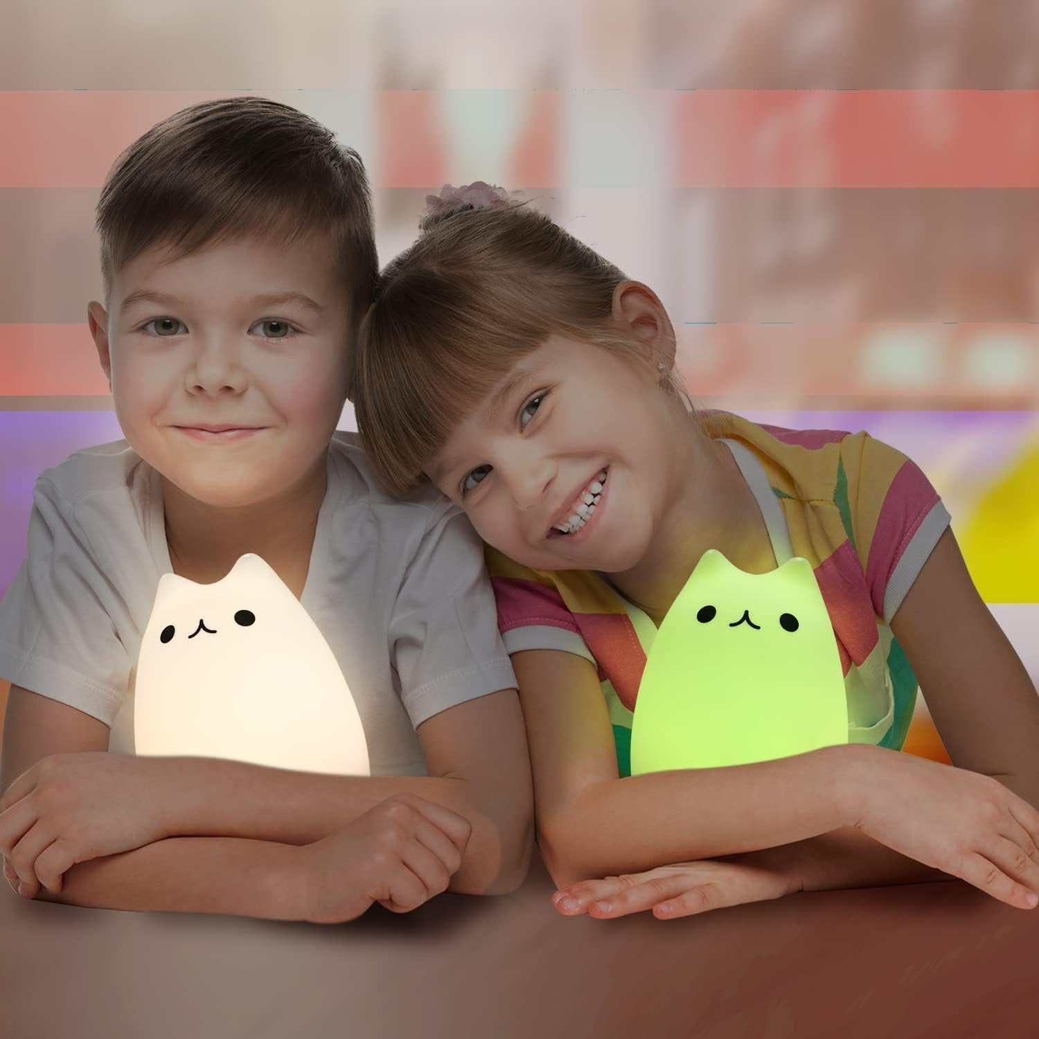 Cat Lamp,  Remote Control Silicone Kitty Night Light for Kids Toddler Baby Girls Rechargeable Cute Kawaii Nightlight