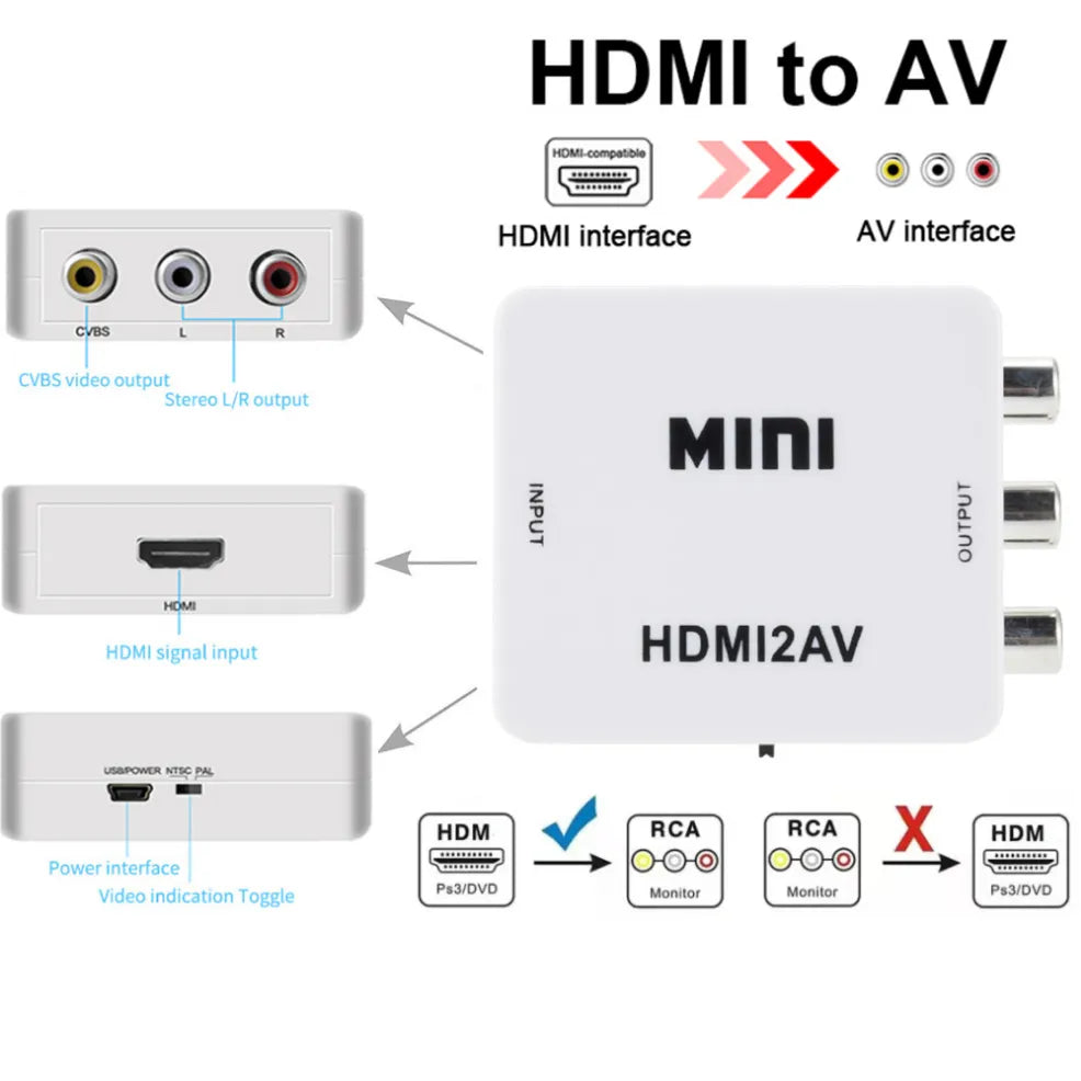 Hdmi-Compatible to AV RCA Adapter Converter